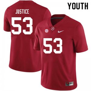NCAA Youth Alabama Crimson Tide #53 Kevin Justice Stitched College 2021 Nike Authentic Crimson Football Jersey FQ17E30QC